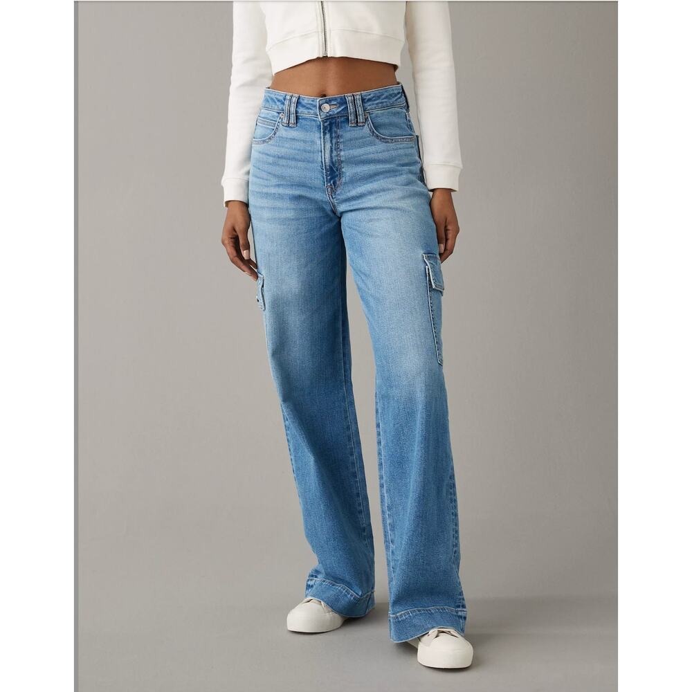 American Eagle High-Rise Baggy Wide-leg Jeans size 12 R